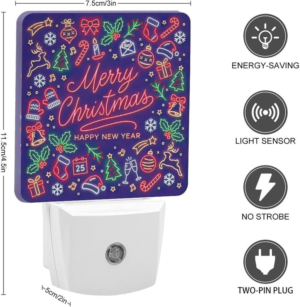 YKJAHSD Merry Chrismas Night Light, Plug into Wall Decor Nightlights for Bedroom, Bathroom, Hallway, Kitchen, with Dusk to Dawn Ligh…