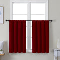 Simplebrand Ava Red Short 36 Inches Blackout Curtain 2 Panels Set, Half Window Rod Pocket Privacy Curtain Tiers for Kitchen, Curtains Black…