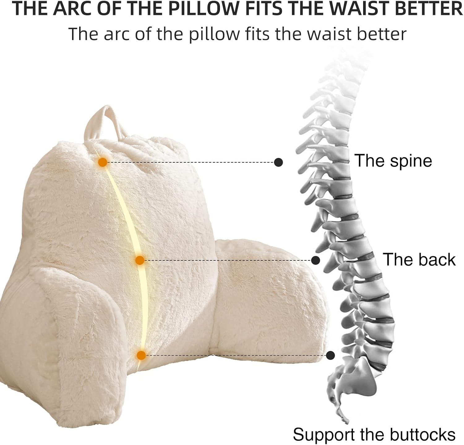 Aimuan Reading Pillow Bed Rest Wedge Large Adult Backrest Pillow with Arms Sitting in Bed Cushion Incline Rest Sleeping Pillow for…