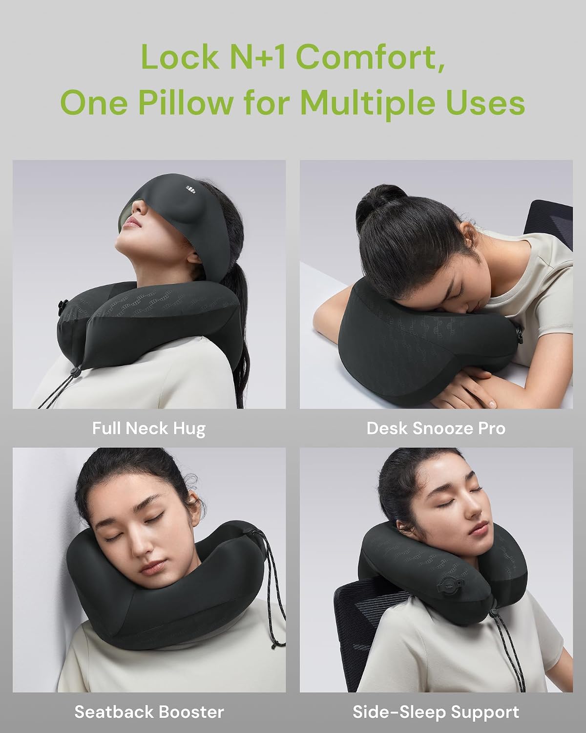 BENEUNDER Travel Neck Pillow for Airplane, Inflatable Compact 360°Head Support Pillow, Comfortable Breathable Cover for Travel, Train, Car…