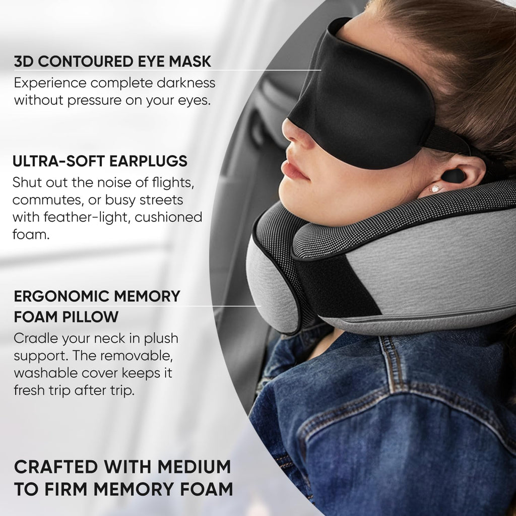 Proglobe Travel Neck Pillows for Airplanes, Sleeping Essentials for Long haul Flights, 360° Head Support, Car and Airplane Kit with 3D…