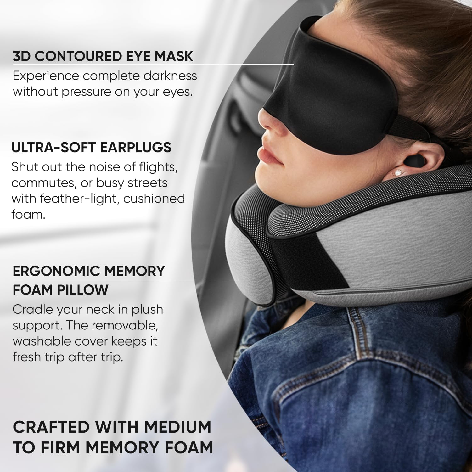 Proglobe Travel Neck Pillows for Airplanes, Sleeping Essentials for Long haul Flights, 360° Head Support, Car and Airplane Kit with 3D…