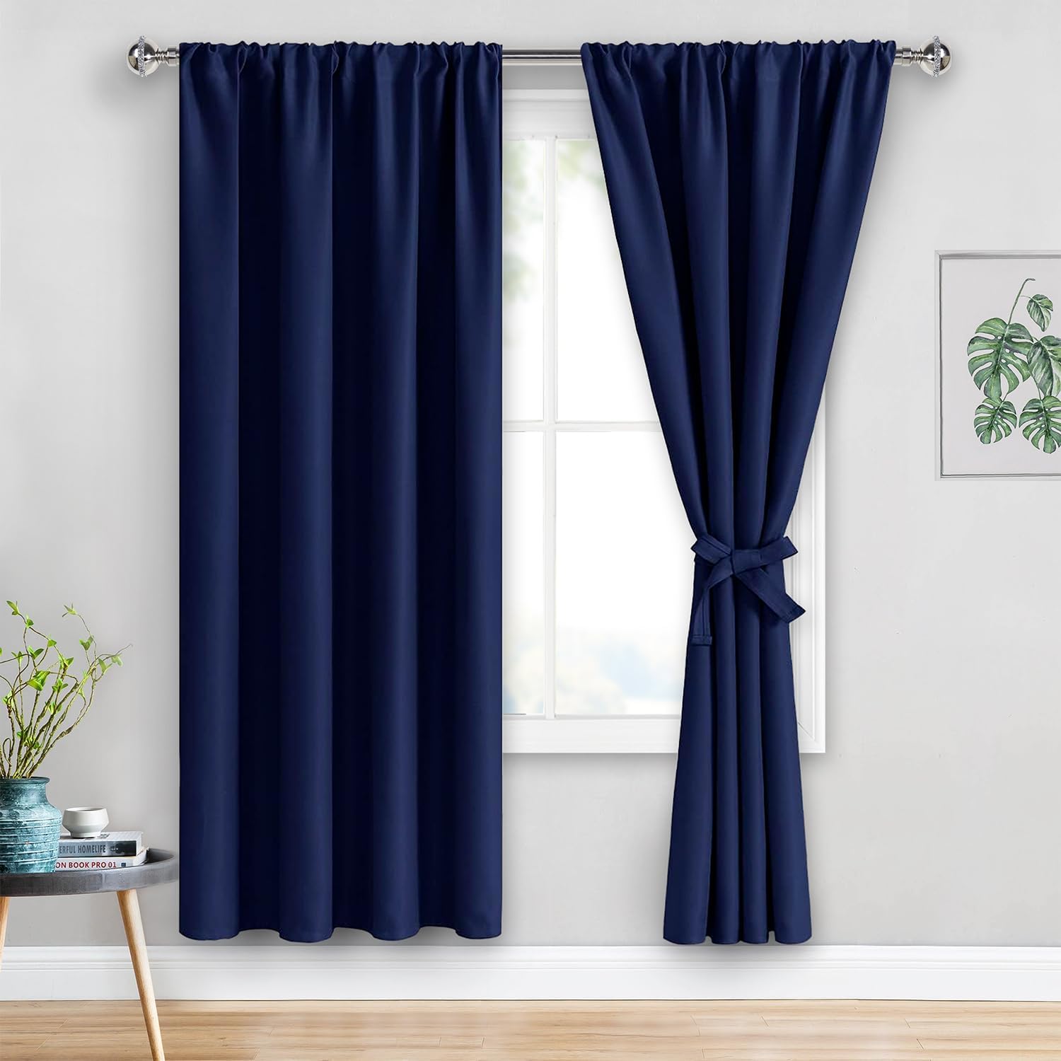 Jiuzhen Blackout Curtains for Bedroom– Thermal Insulated, Noise Reducing Room Darkening Rod Pocket Curtains for Living Room, Set of 2 Panels…
