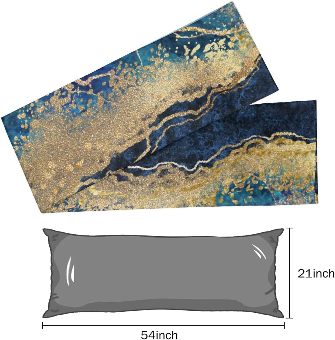 Blue Marble Gold Body Pillow Pillowcase 21"x 54" Long Body Pillow Cover with Zipper King Size Pillow Cases Queen Pillowcase for Hair and…