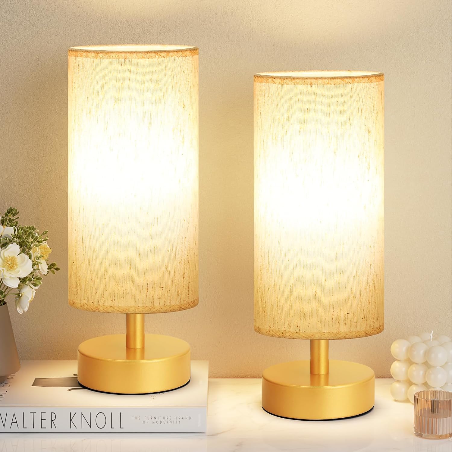 PartageiZ Small Table Lamp for Bedroom Set of 2 - Bedside Lamps for Night Stands, Minimalist Nightstand Light Lamp for Reading Room, Kids…
