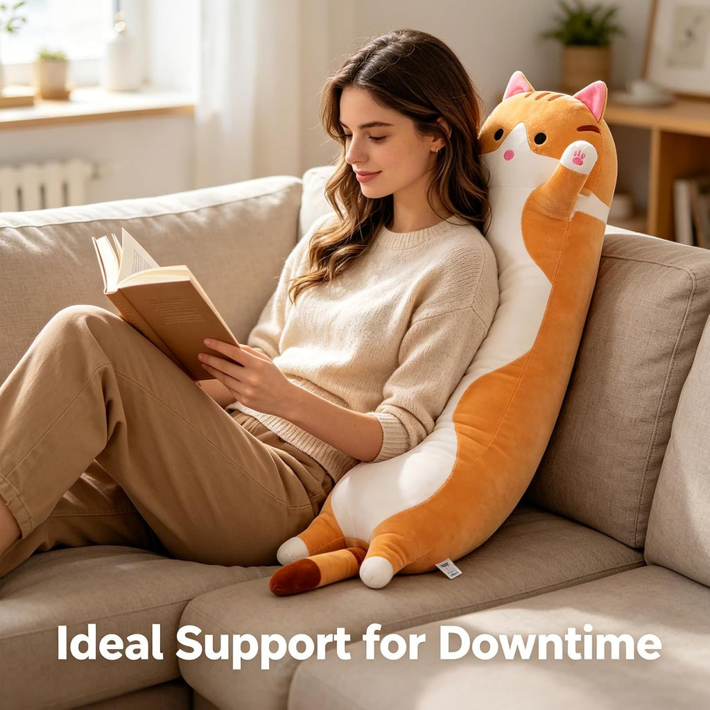 shangman Lovely Plush Cat Doll Cute Cartoon Soft Stuffed Kitten Pillow Long Throw Sleeping Toy Gift for Kids Girlfriend Multiple Size…