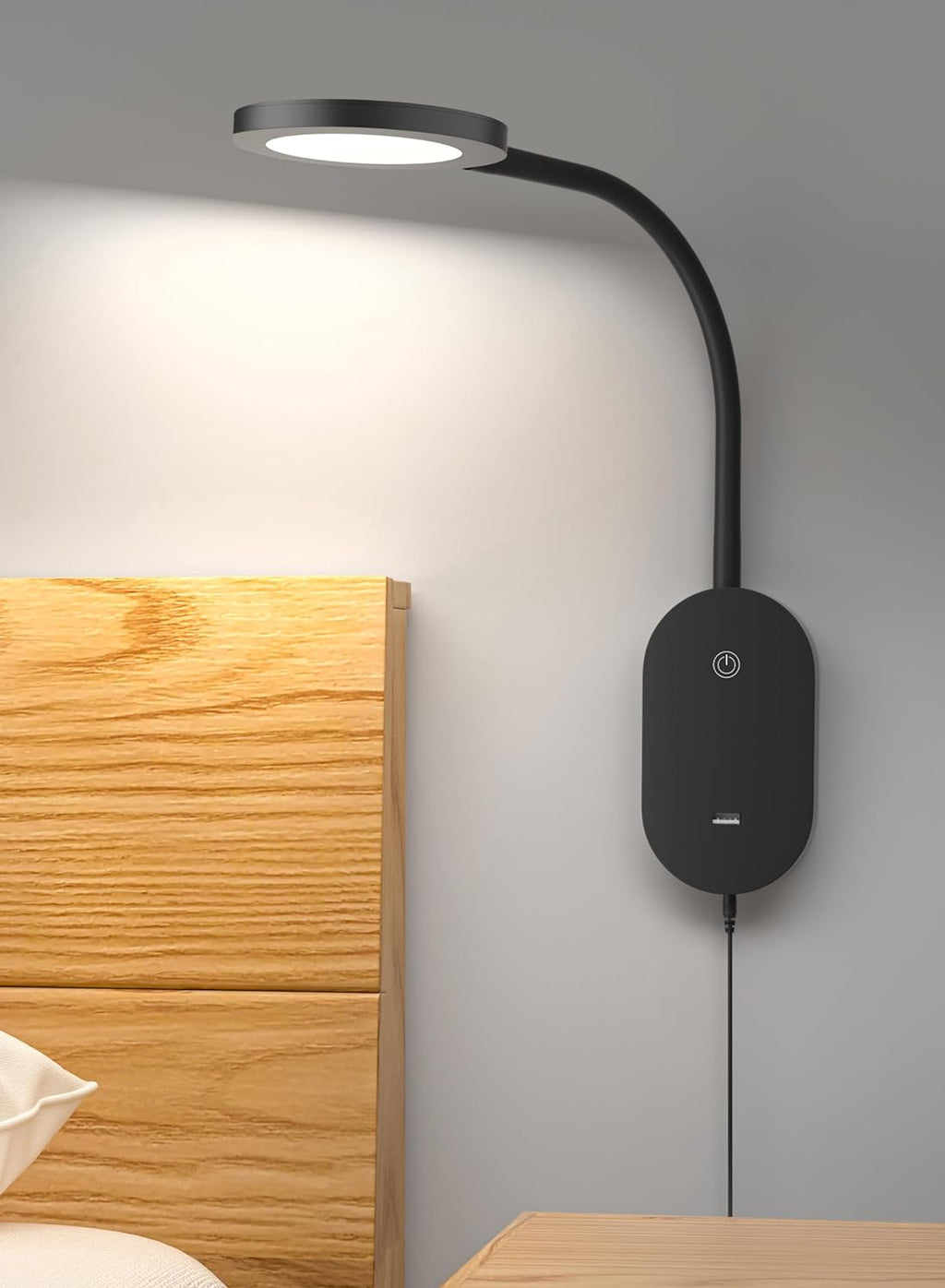 deeloop LED Wall Mounted Reading Light for Bed, Book Light for Wall Bedside Lamp with USB Output, 4 Hour Auto-Off Timer Lights, Eye-Caring…