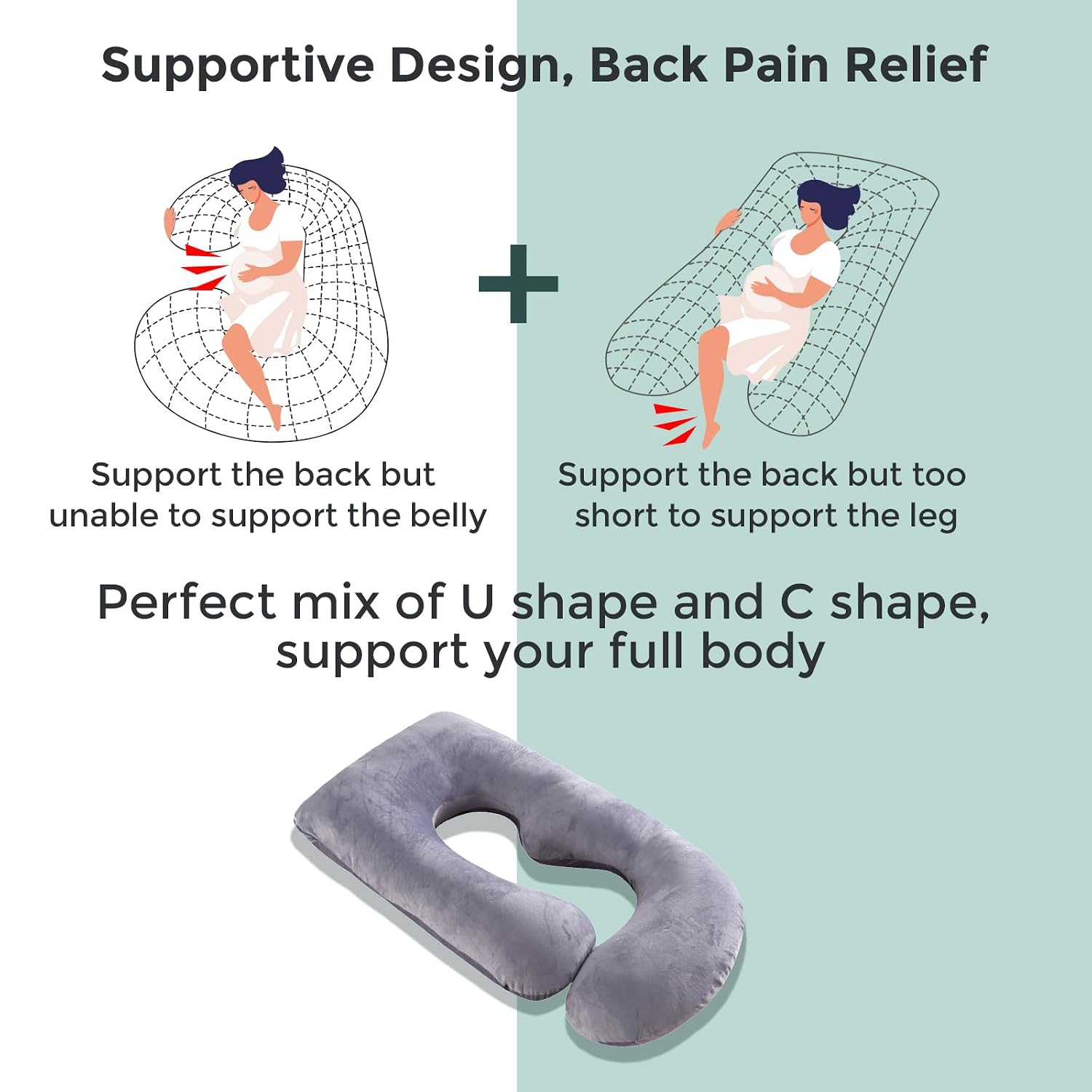 Momcozy Pregnancy Pillows for Sleeping, U Shaped Full Body Maternity Pillow with Removable Cover - Support for Back, Legs, Belly, HIPS…