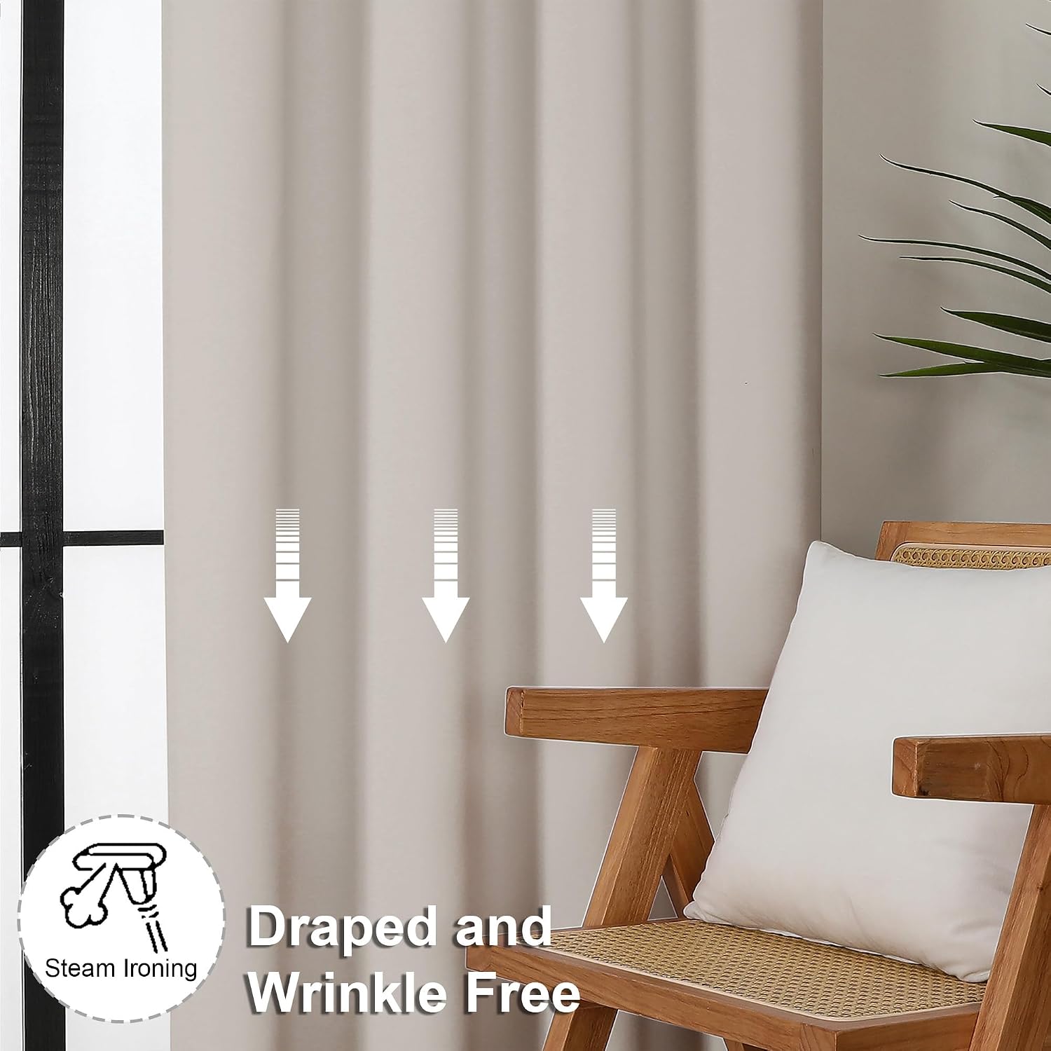 Simplebrand Natural Blackout Curtains for Bedroom 102 Inches Long 2 Panels, Solid Thermal Insulated, Energy Saving Living Room Window …