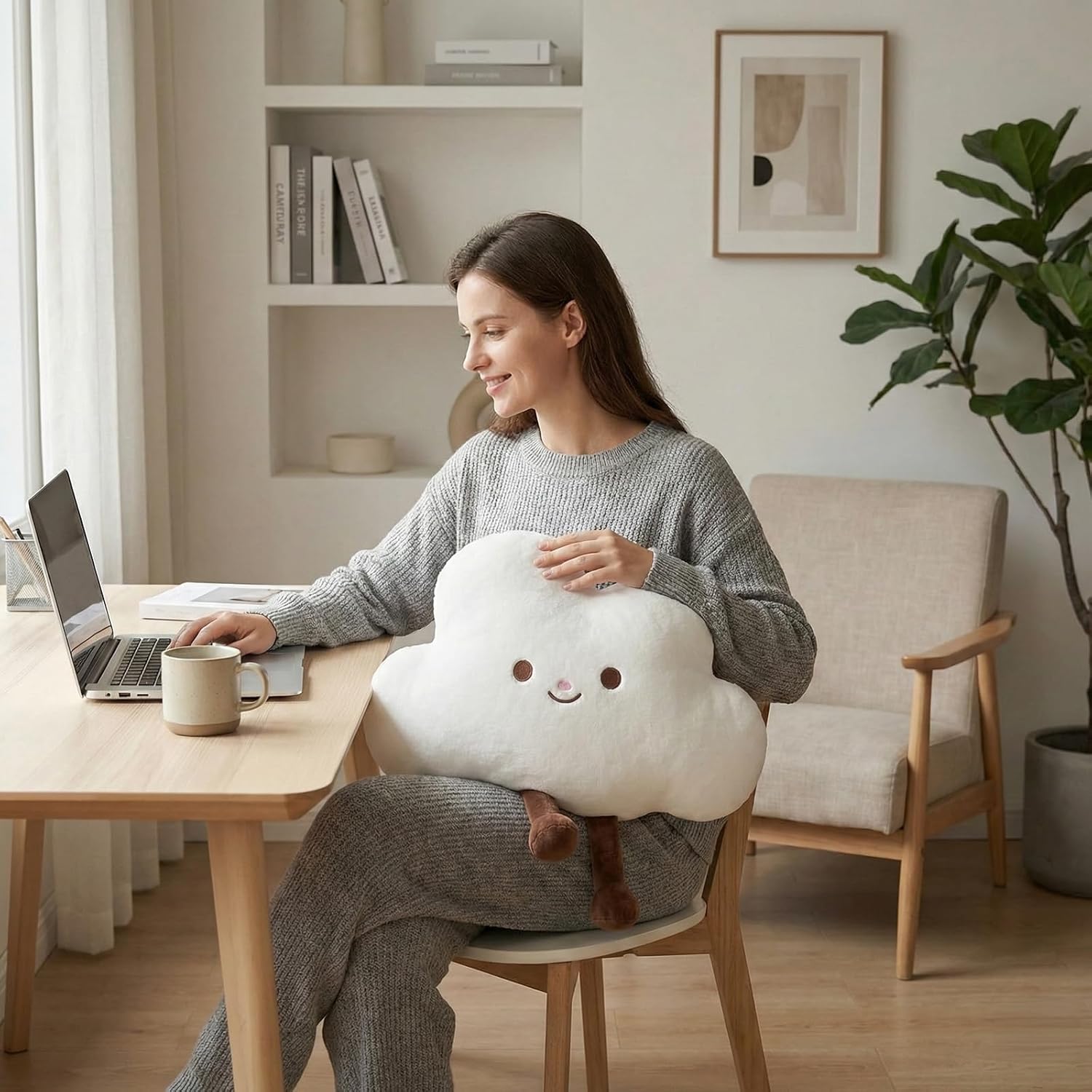 WEIGEDU Cloud Stuffed Animal Plush Toy Cute White Sky Pillow with Legs Soft Weather Theme Gift for Kids Baby Nursery Decor 12 Inch