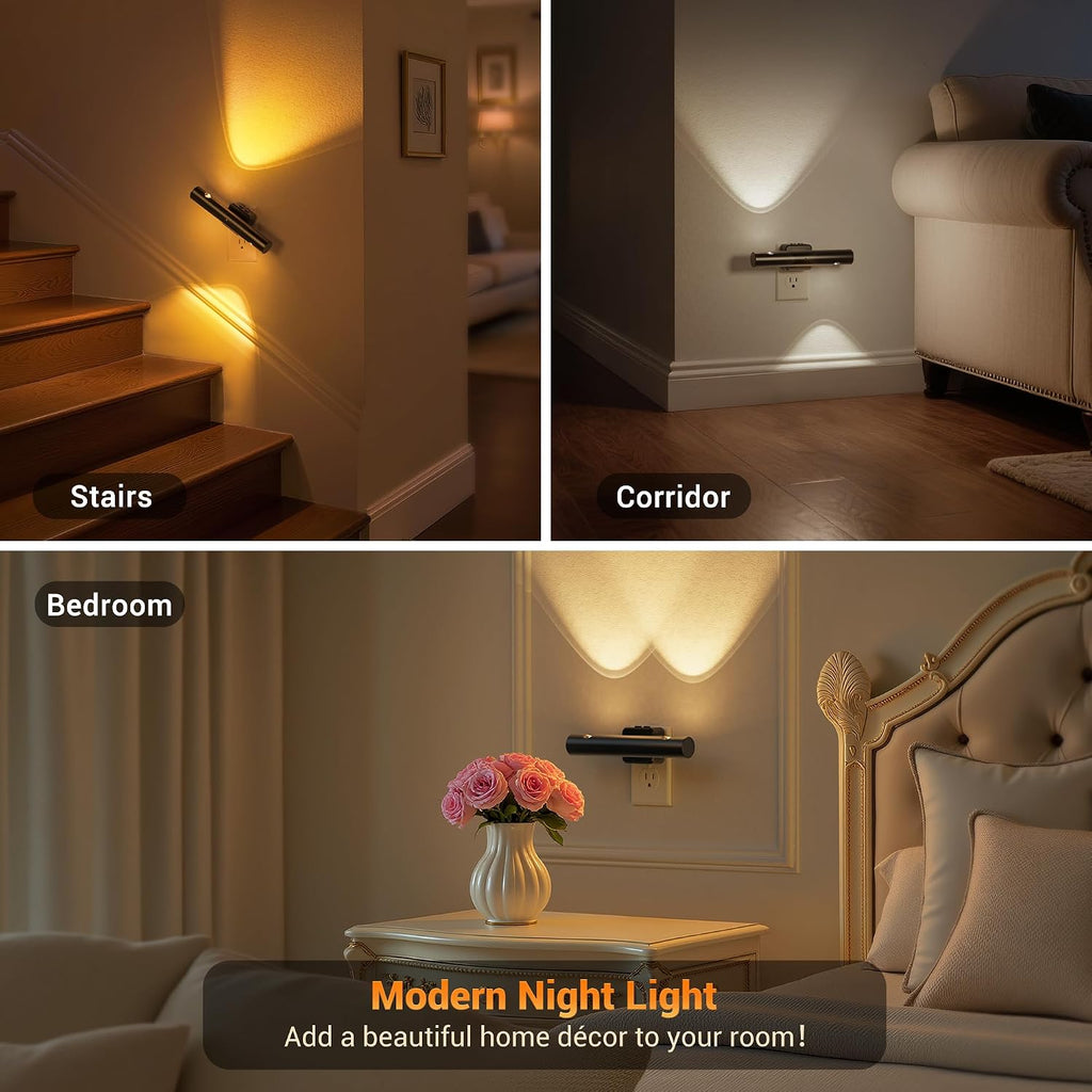 JandCase LED Night Light, Modern Night Lights Plug into Wall, 2 Pack 3000K/4000K/5000K Adjustable Color Nightlights with Dusk-to-Dawn…
