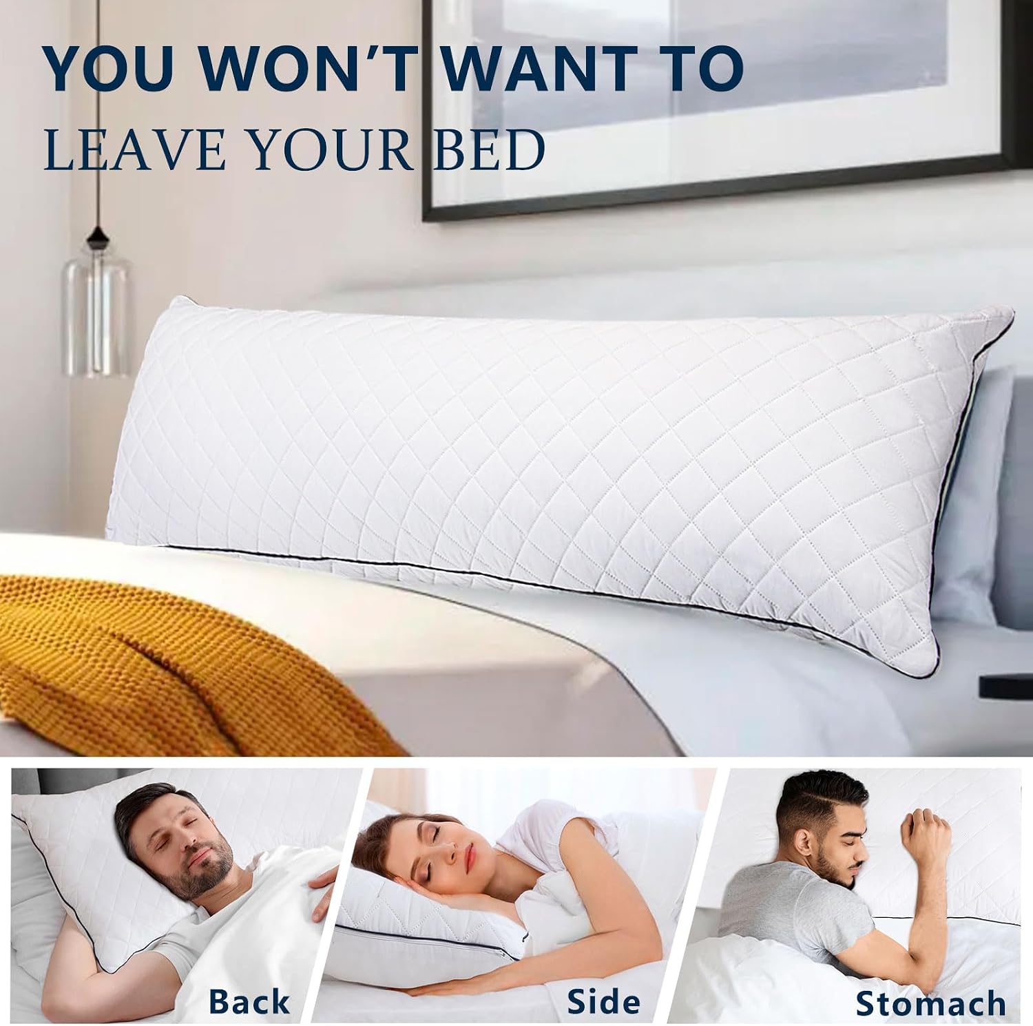 1 MIDDLE ONE Body Pillow, Memory Foam Body Pillows for Adults Sleeping, Long Pillow for Bed, Big Large Firm Full Body Pillow for Side…