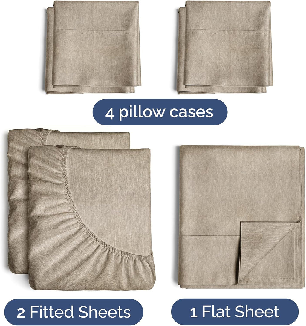 Split King 7 Piece Sheet Set - Comfy, Breathable & Cooling - Hotel Luxury Bedding for Women, Men, Kids, Teens and Children - 1 Flat & 2…
