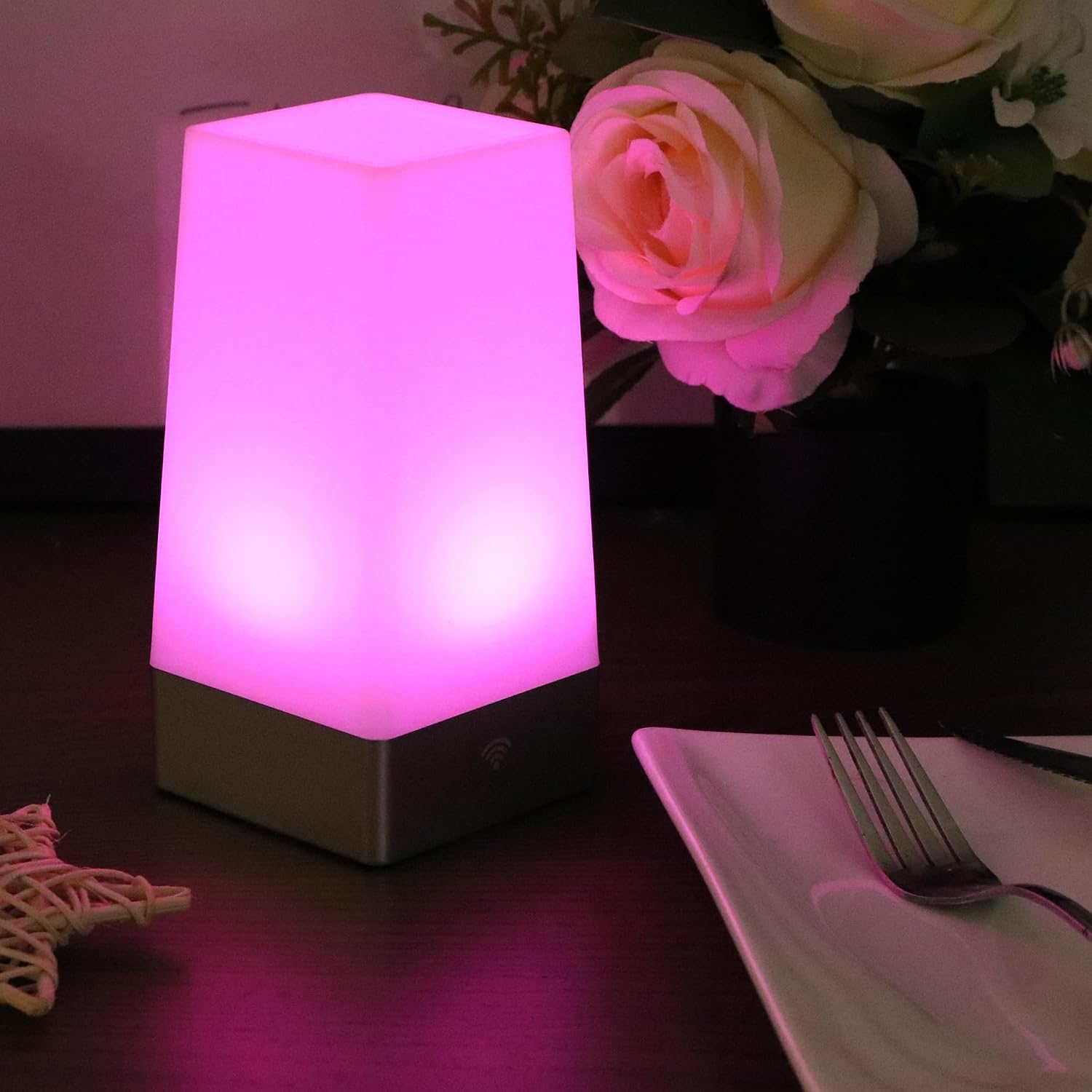 WRalwaysLX LED Square Night Light with Remote Control, Color Changing Table Lamp Battery Operated Lamp for Kids Room, Bedroom, Kitchen USE…