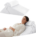 Bedluxe 3Pcs Orthopedic Bed Wedge Pillow Set, Foam Wedge Pillow Post Surgery for Back, Leg and Knee Support, Adjustable 9&12 Inch Folding T…