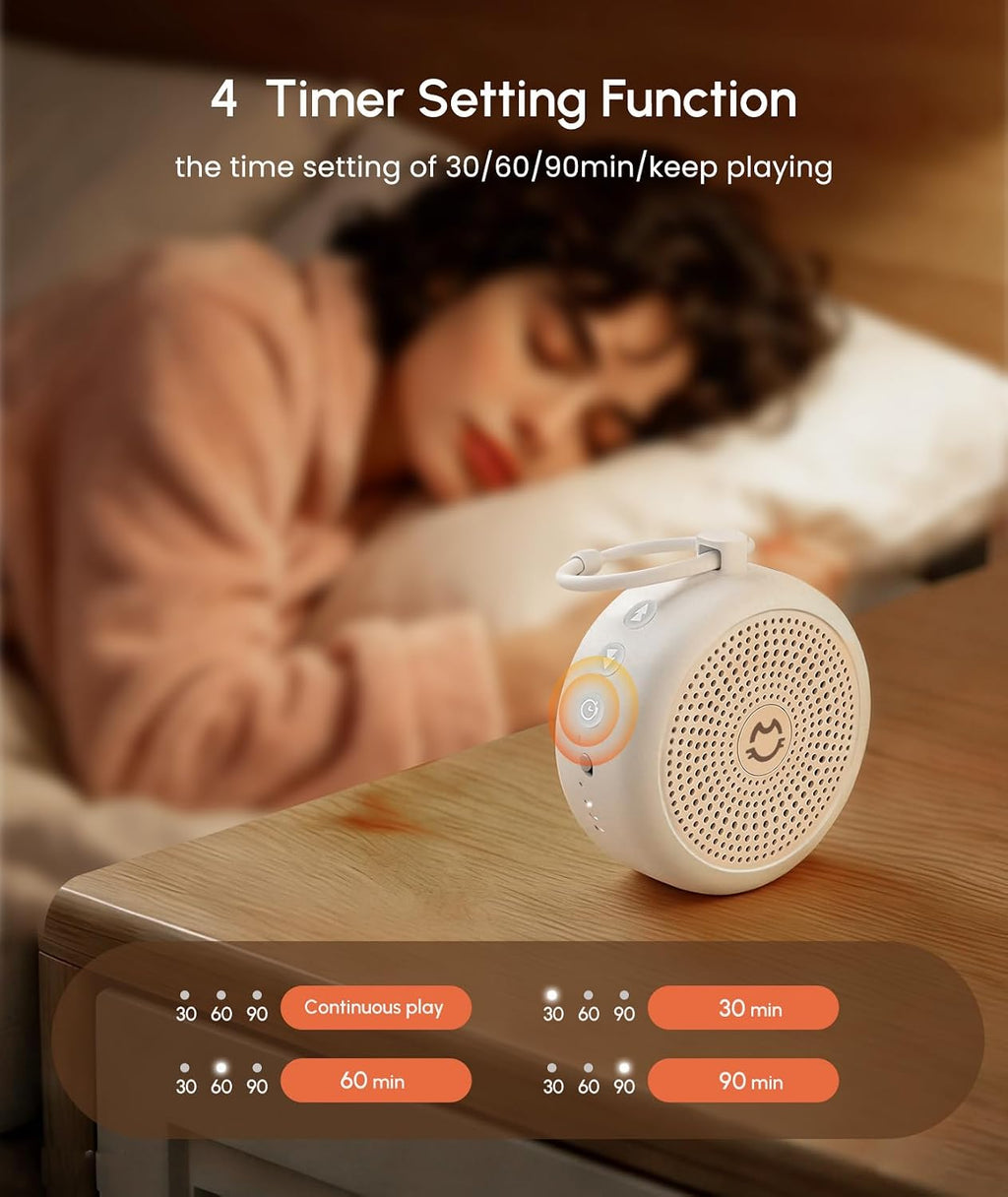 Tcnoll Portable White Noise Machine for Sleeping, 29 Soothing Non-looping Sounds for Adults & Kids, 50h Babies Sleeping Sounds Machine, Tim…