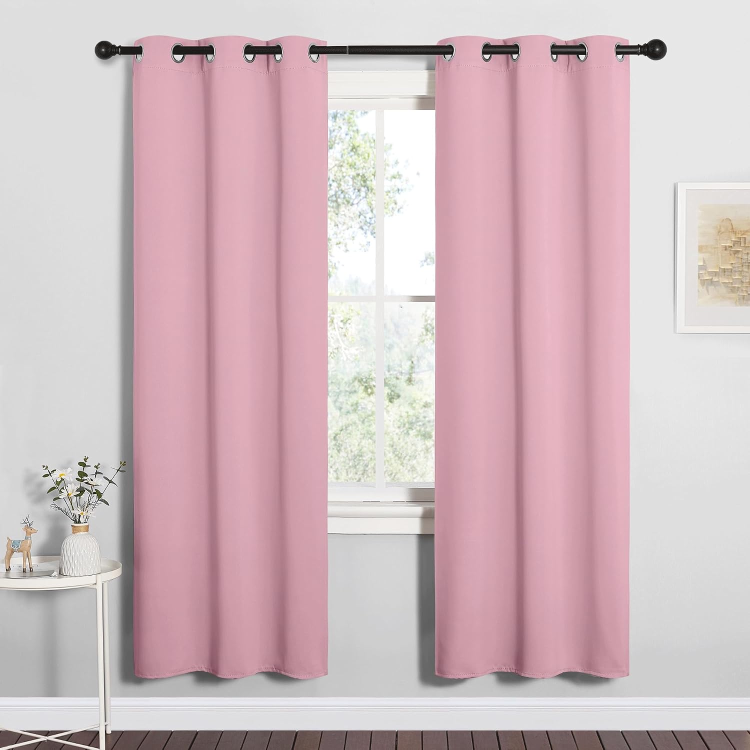 NICETOWN Bedroom Curtain Panels Blackout Draperies, Thermal Insulated Solid Grommet Blackout Curtains/Drapes (Crystal Pink, 1 Pair, 34 by…