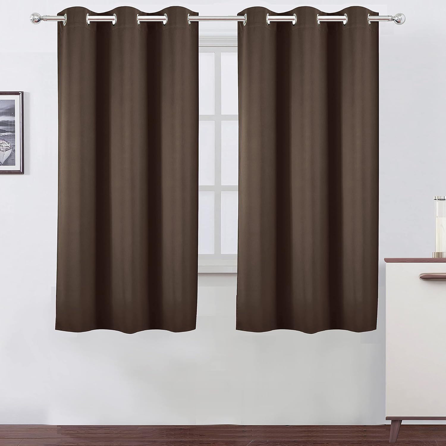 Lemomo Chocolate Brown Blackout Curtains 40 x 63 Inch Length/Set of 2 Curtain Panels/Thermal Insulated Room Darkening Blackout Curtains for…