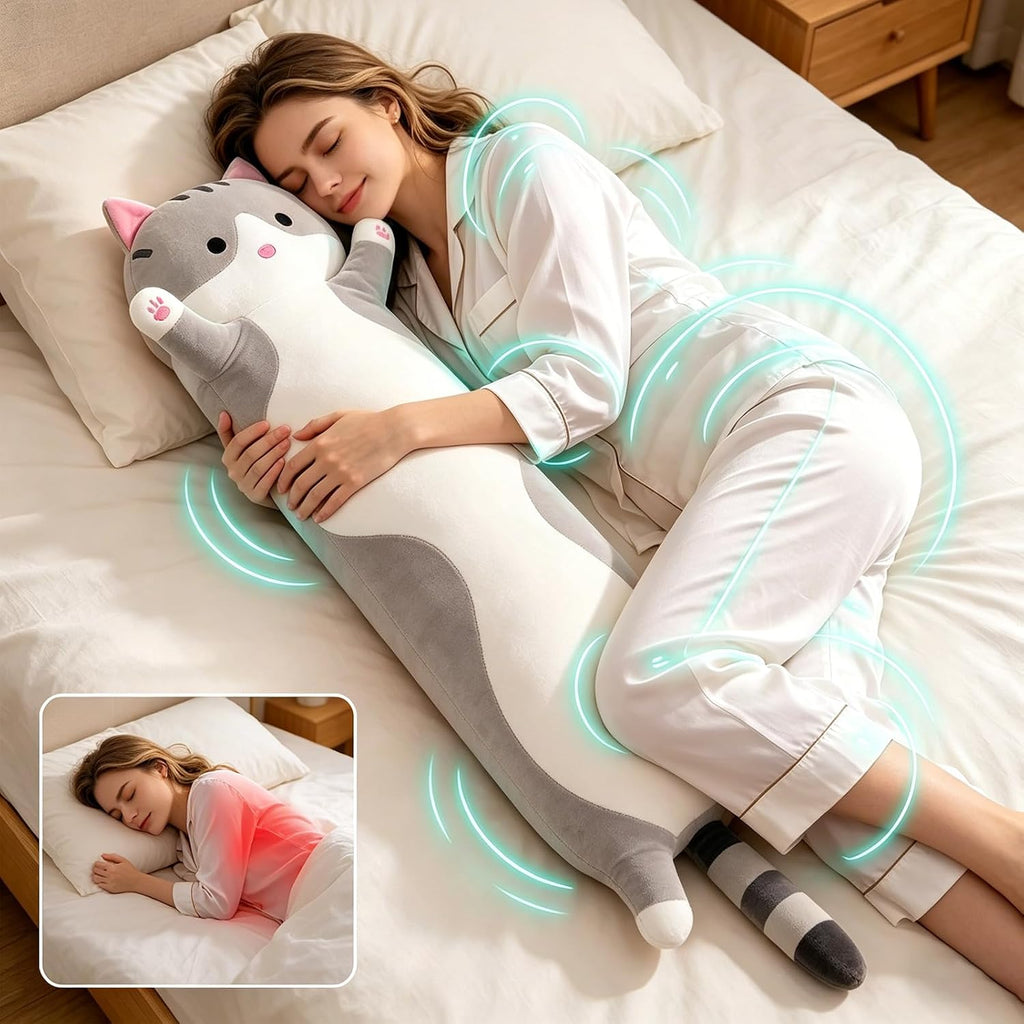 shangman Lovely Plush Cat Doll Cute Cartoon Soft Stuffed Kitten Pillow Long Throw Sleeping Toy Gift for Kids Girlfriend Multiple Size…