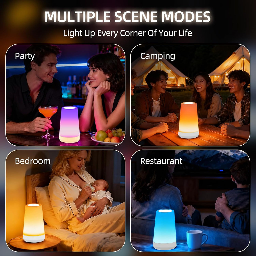 Night Light, Dimmable Touch Lamp and Remote Control, 13 RGB Colors & 5 Brightness, Rechargeable Bedside Table Lamp for Baby Kids Nursery…