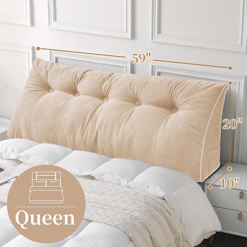 Sasttie Headboard Pillow Queen, Wedge Pillow Headboard for Sitting Up in Bed, Back-Rest Support Triangular Cushion for Reading - Features R…