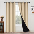 Yakamok Beige 100% Blackout Curtains, Thermal Insulated Total Blackout Drapes for Bedroom, Heat Blocking Window Curtains for Living Room(42…