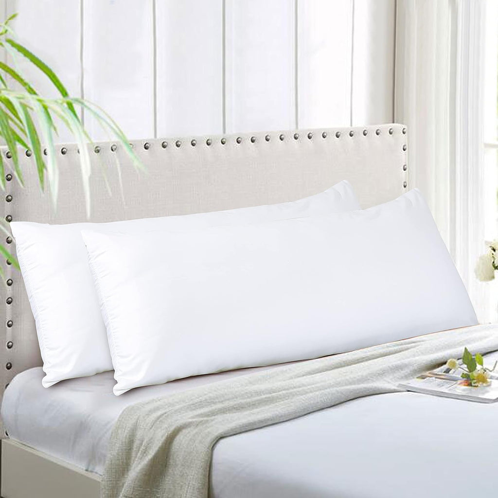 Evolive Body Pillow Covers Pack of 2, 21" x 54", Ultra Soft Brushed Microfiber, Breathable & Cozy Body Pillowcases with Zipper Closure (Whi…
