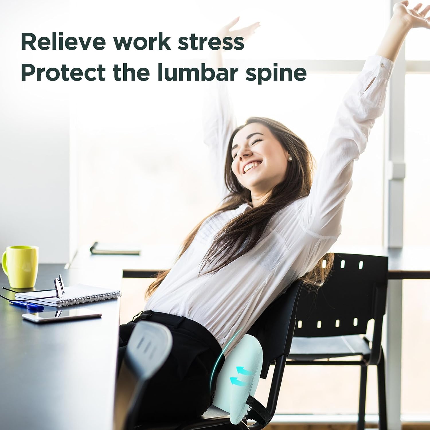 Bymecost Lumbar Support Pillow for Office Chair, Car Lumbar Pillow Lower Back, Memory Foam Back Cushion, Ergonomic Chair Back Pillow for G…