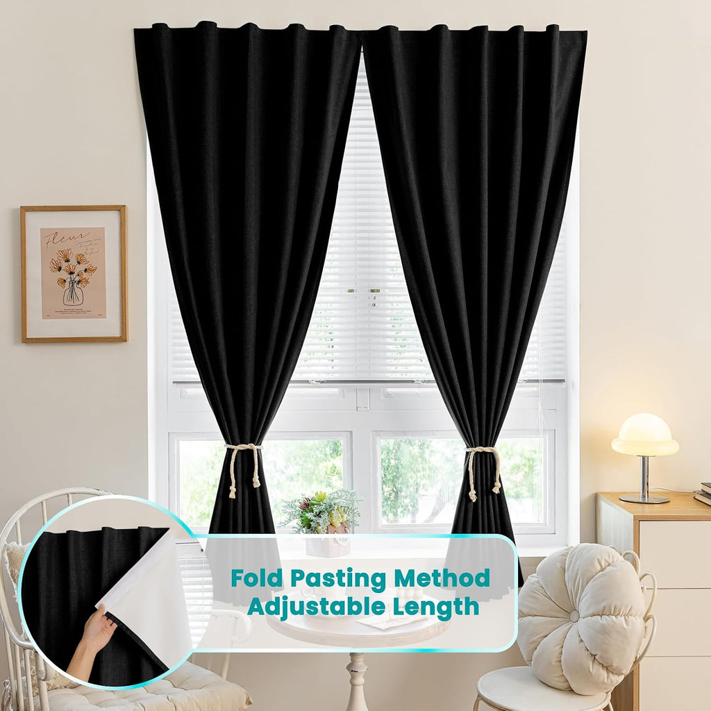 100% Blackout Magic Tape Stick On Curtains Window Shades Pull Down Blackout Window Cover No Drillng Self Adhesive Curtains No Rod Small…
