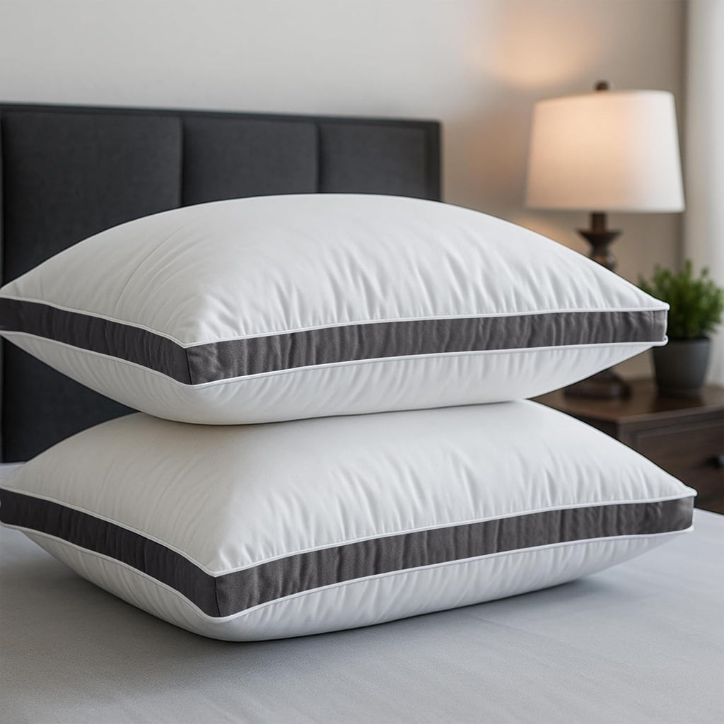 LuxDecorCollection Bed Pillows Queen Size Set of 2 - Hotel Gusseted for Sleeping, Cooling Down Alternative Microfiber Fill, Hypoallergenic…
