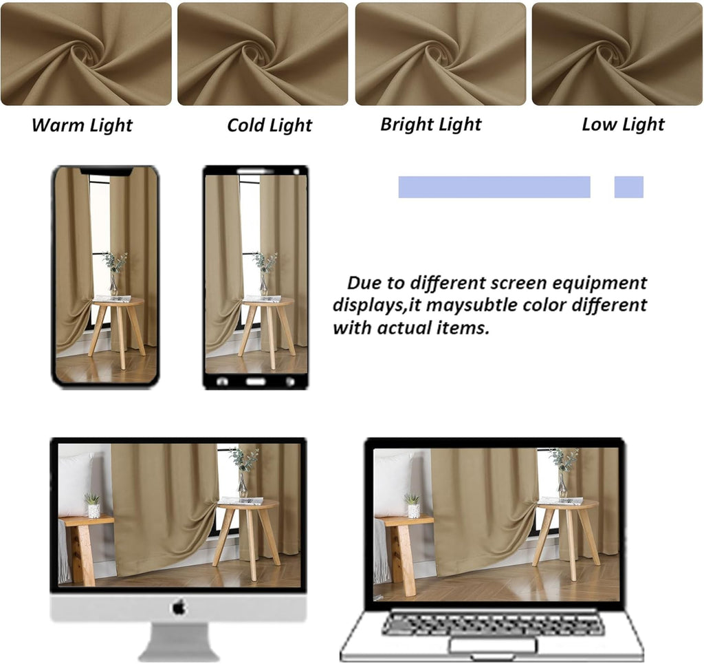 Simplebrand Ava Blackout Curtains for Patio 108 Inches Long 2 Panels Set, Solid Thermal Insulated Room Darkening Rod Pocket Window Treatmen…