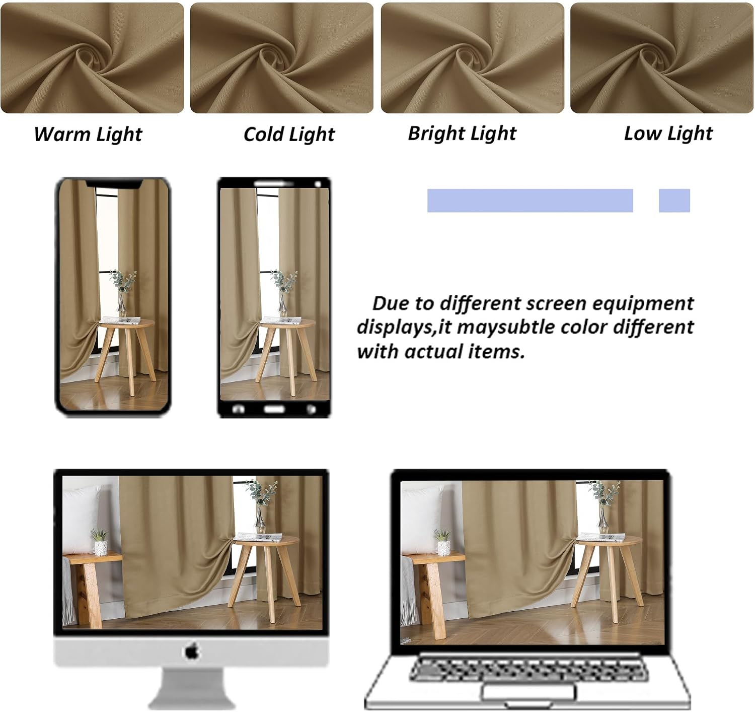 Simplebrand Ava Taupe Blackout Curtains for Bedroom 90 Inches Long 2 Panels Set, Solid Privacy Energy Saving Living Room Window Treatment C…