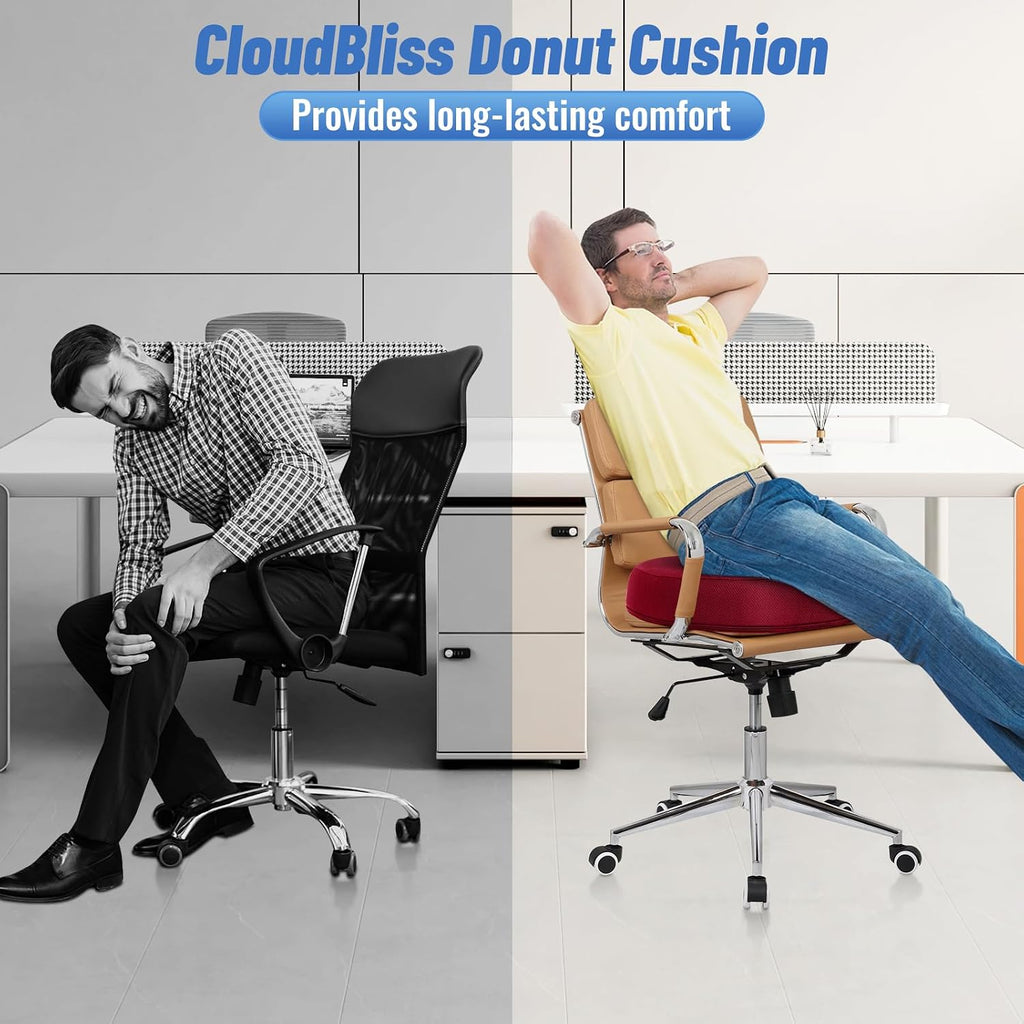 CloudBliss Donut Pillow Seat Cushion Chair Pad for Tailbone and Hemorrhoids, Memory Foam Seat Chair Cushion for Men and Women for Home & Of…