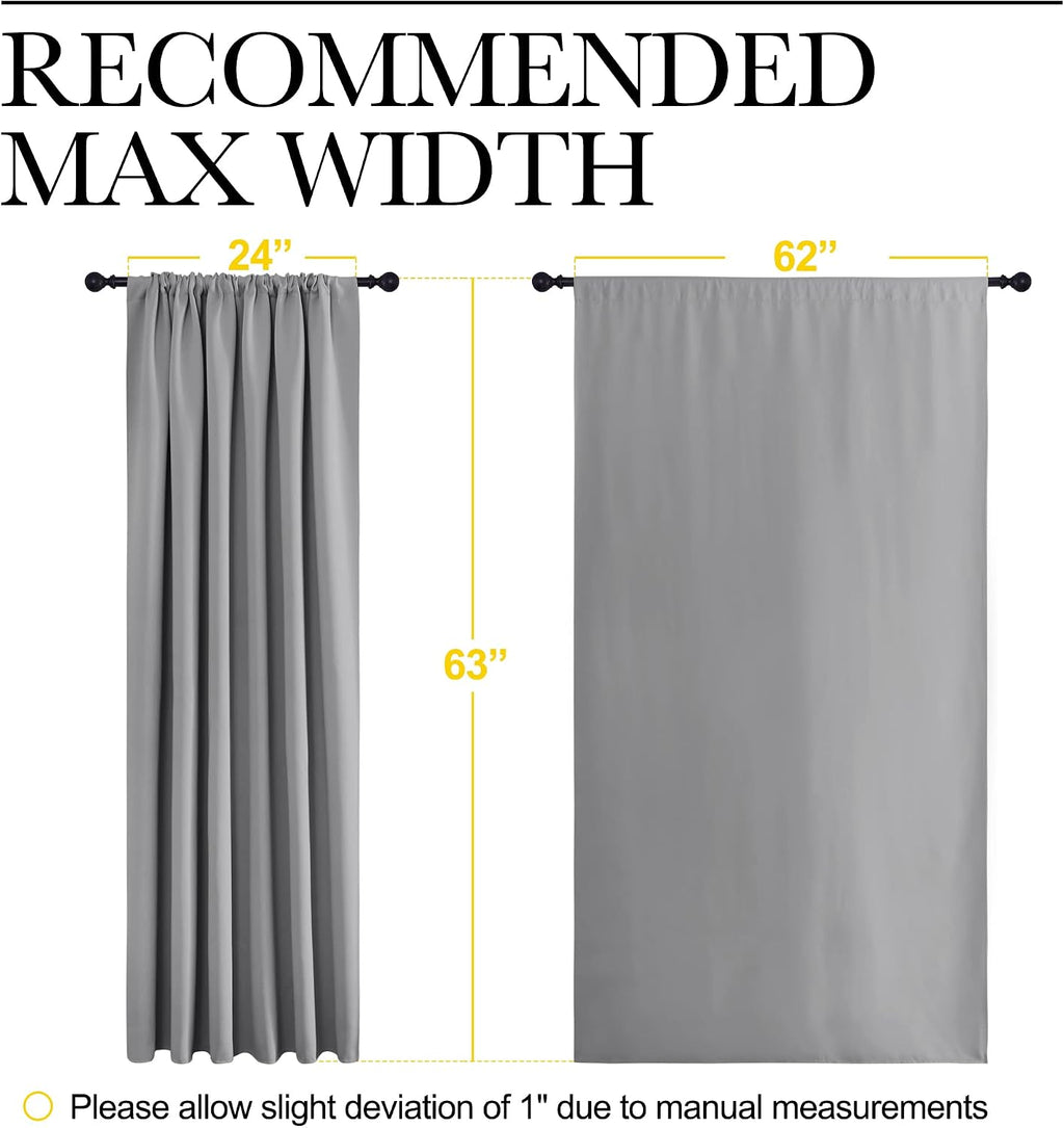NICETOWN Short Curtains for Wide Window - Thermal Insulated Rod Pocket Blackout Drapes/Draperies for Dining Room (2 Panels, W62 x L63…