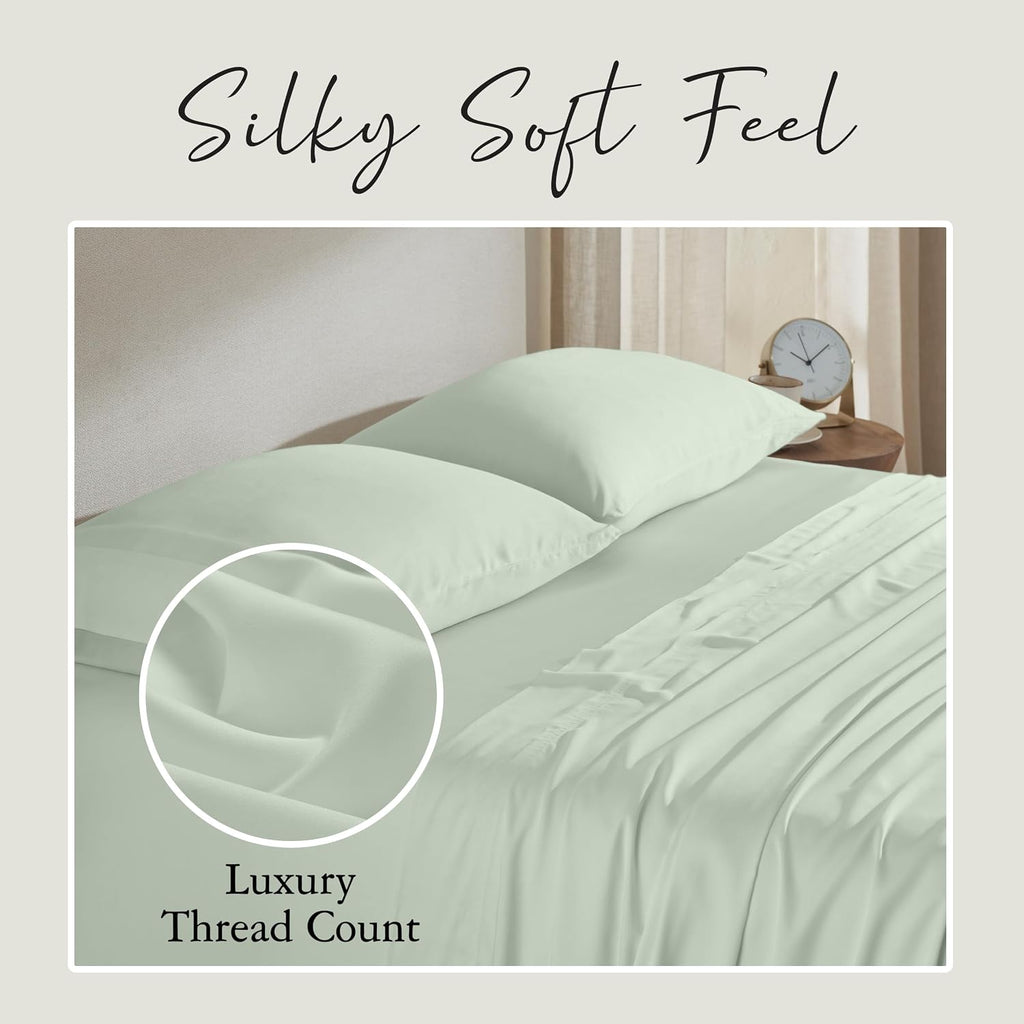 KARISSA MAE Pure Viscose from Bamboo Twin Size Sheet Set | 100% FSC Certified | Luxuriously Soft | Cooling | 18" Deep Pocket w/Corner…