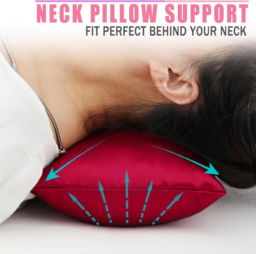 BNRendles Small Neck Pillow for Recliner Chair Neck with Removable Pillowcover Little Cervical Support Cushion Tiny Pillows Sleep Nap Satin…