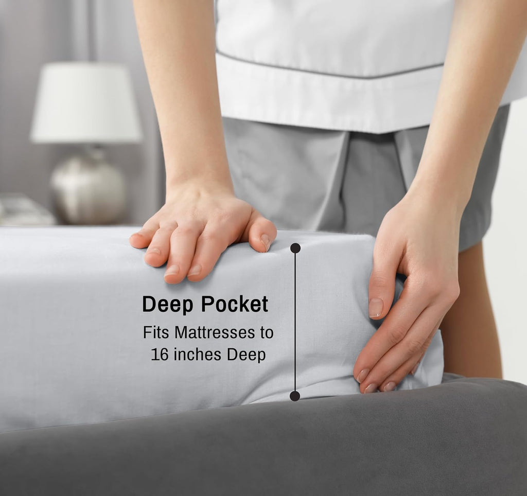 Ruvanti 100% Cotton Percale Sheets Full Size – Crisp Cooling Bed Sheets for Hot Sleepers, Deep Pocket 16”, Soft Breathable & Durable Hotel-…