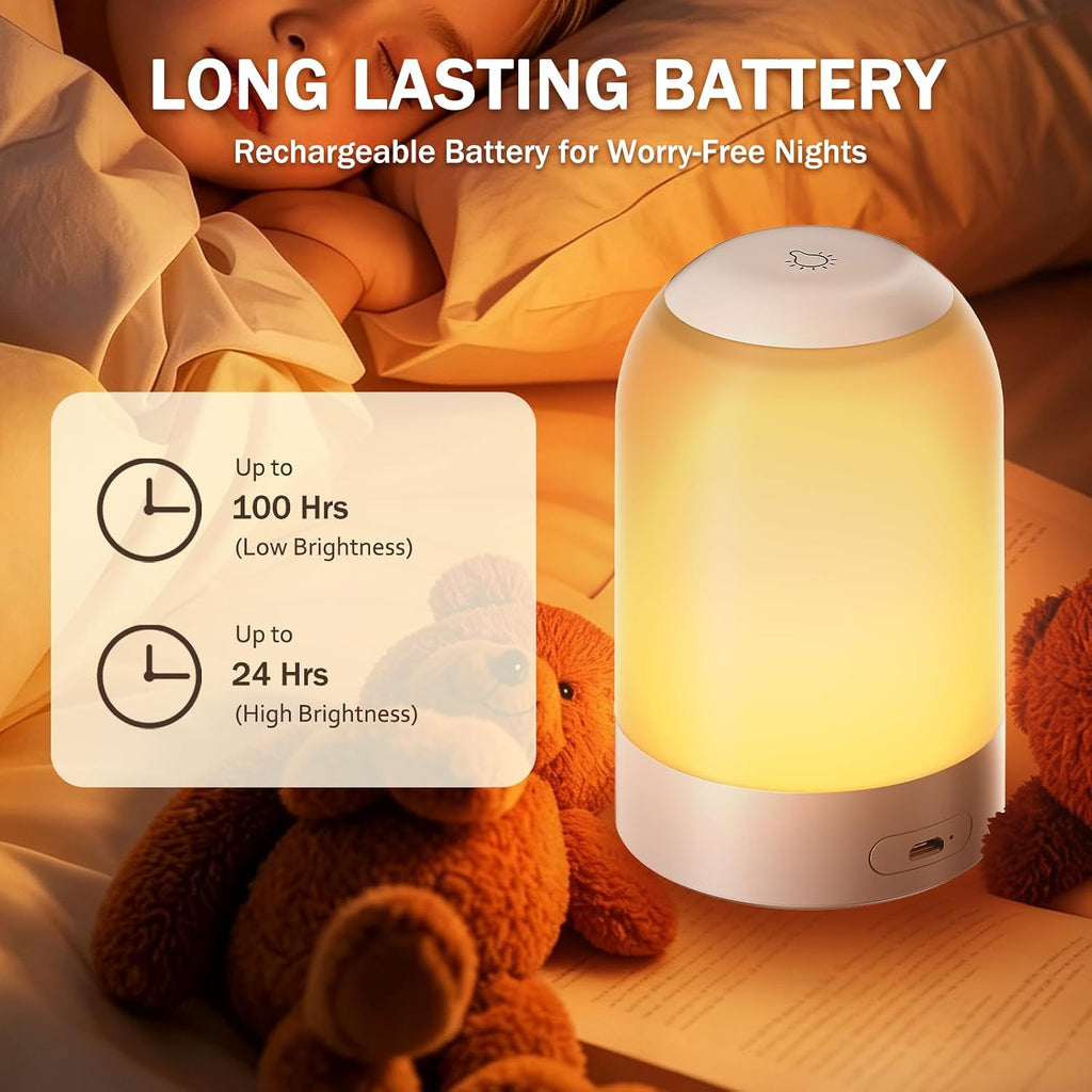 Bedside Touch Night Light, Baby Nursery Nightlight for Kids Adults, Egg Light with Timer, Dimmable Small Cordless Table Lamp for…