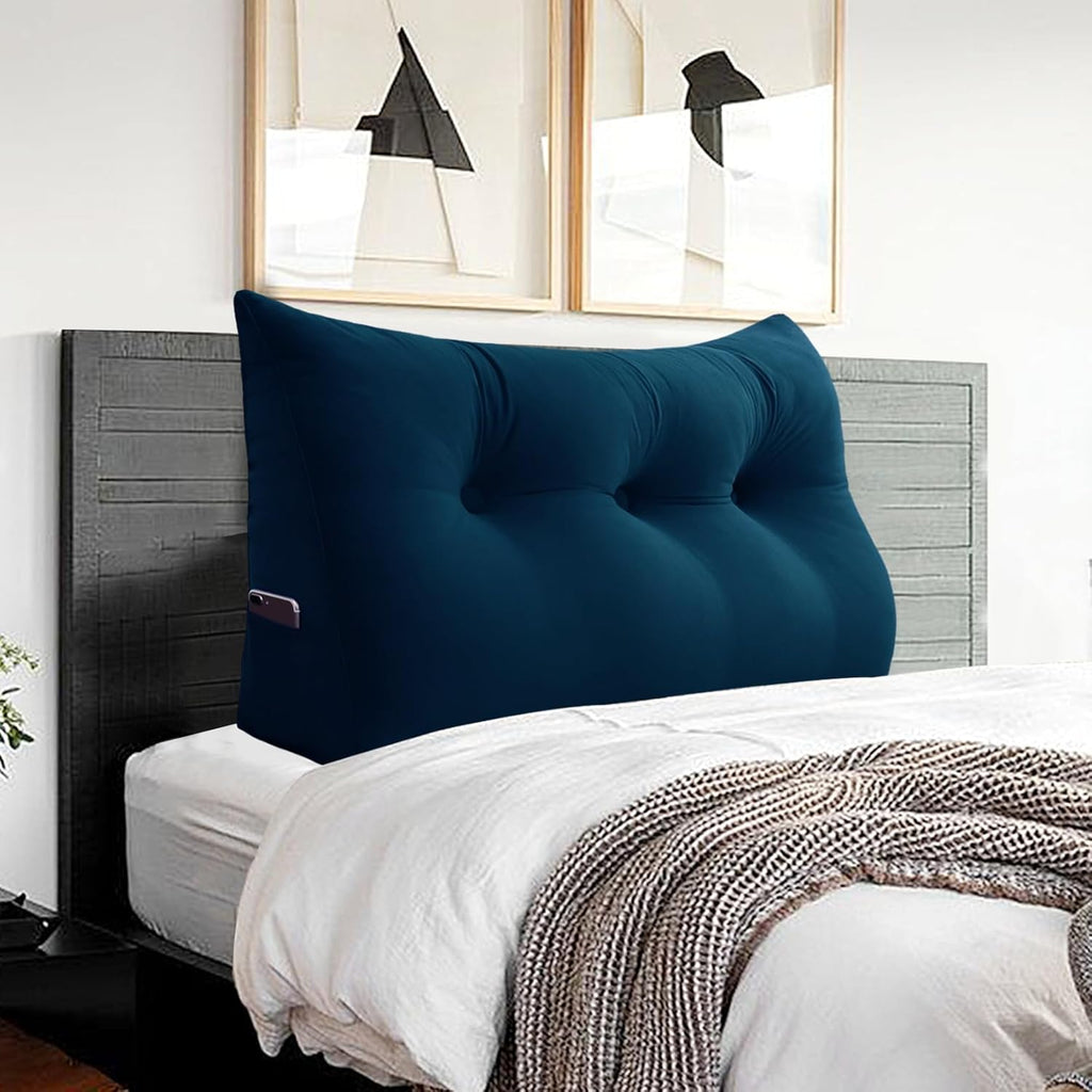 Headboard Pillow Twin for Dorm - Velvet Bed Wedge Headboard Reading Pillow for Sitting in Bed, Positioning Support Backrest Pillow with…
