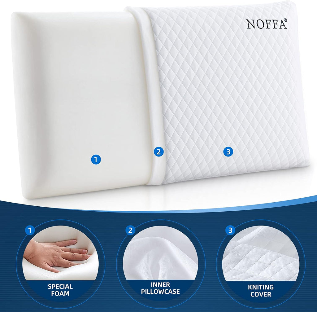 Noffa Bouncy Orthopedic Neck Support Pillow for Sleeping, Special Foam Deep Sleep Pillow, Bed Pillow for Side, Back, Stomach Sleepers, Remo…
