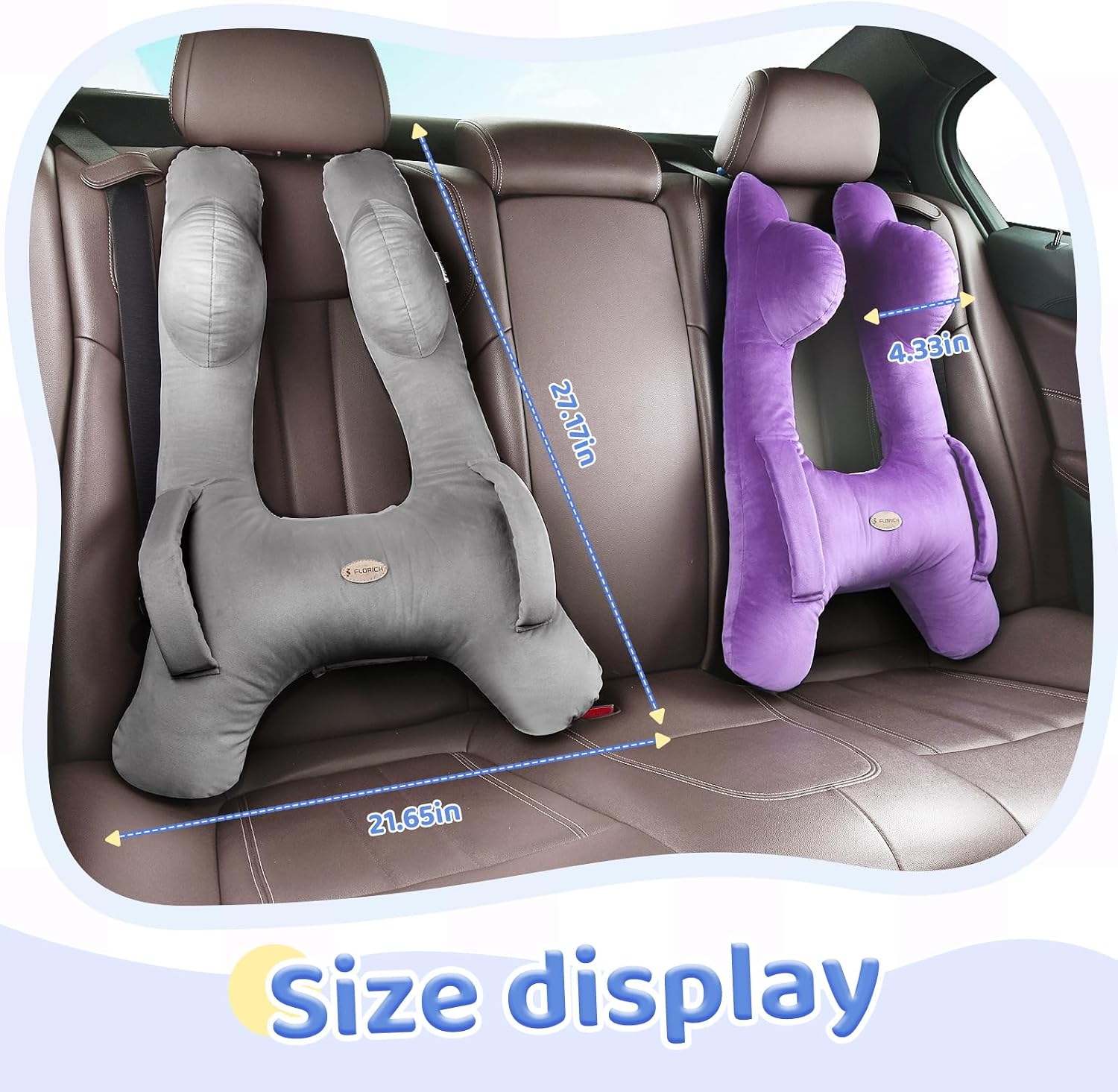 FLORICH Kids Travel Pillow, Car Sleeping Travel Pillow for Kids, Washable H-Shaped Pillow for Adults and Children to Support Head and…