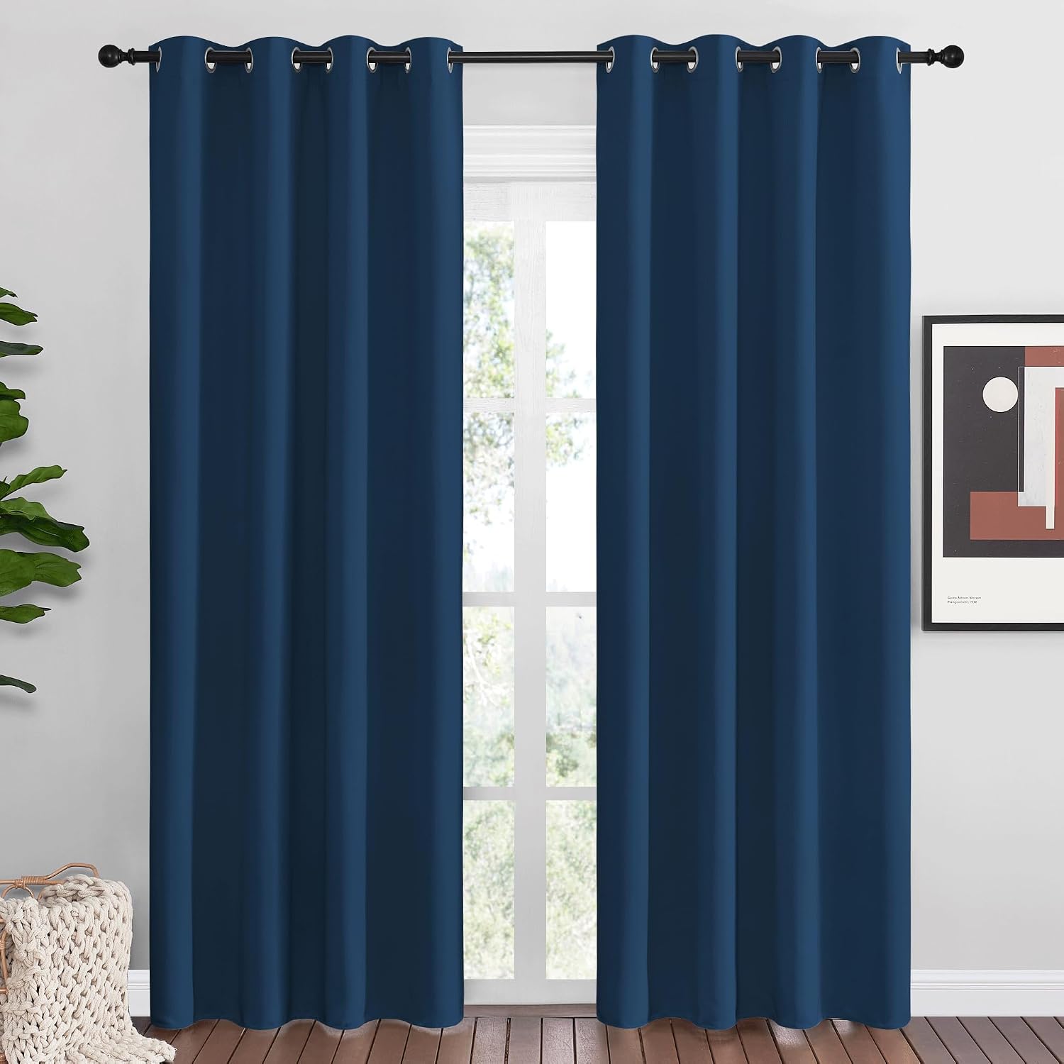 Nicetown Moroccan Blue Blackout Curtains 86" Long, 55" Wide, 2 Pieces for Office, Dining Room, Guest Room - Sound Reducing, Heat and Cold B…