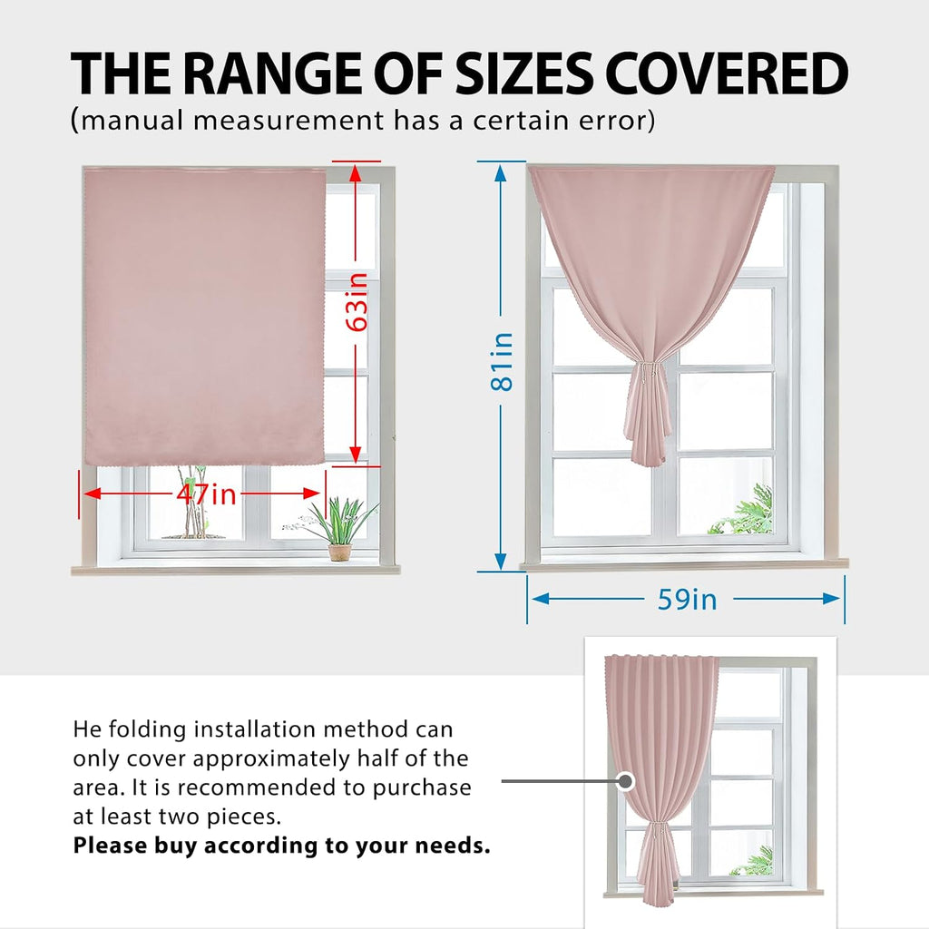 Jilron Autohesion Curtains for Windows, Bedroom Blackout Curtains for - Thermal Lnsulated No Drill Curtains Room Darkening Black Small Drape…
