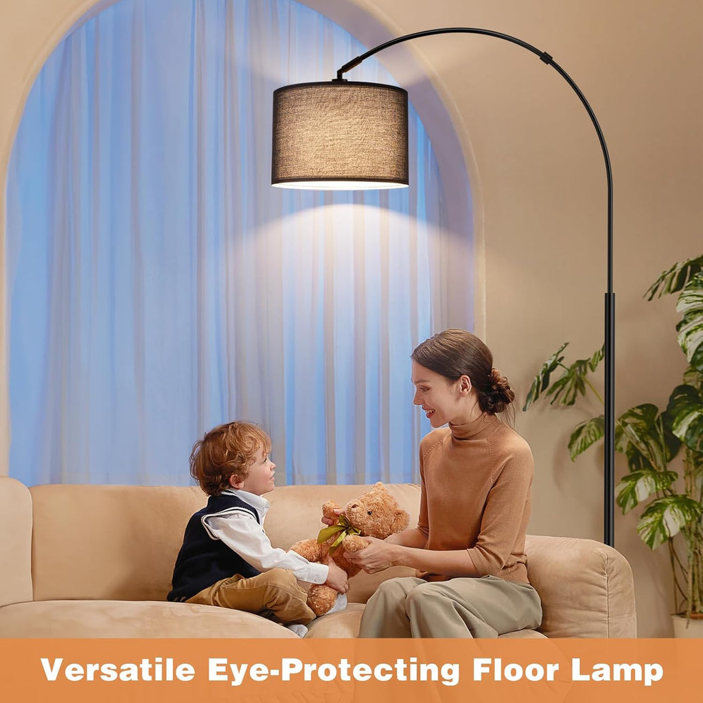 Ambimall Dimmable Arc Floor Lamp with Remote, Color Temperatures and Brightness Adjustable, Arched Floor Lamp with Rotating Head, Over…