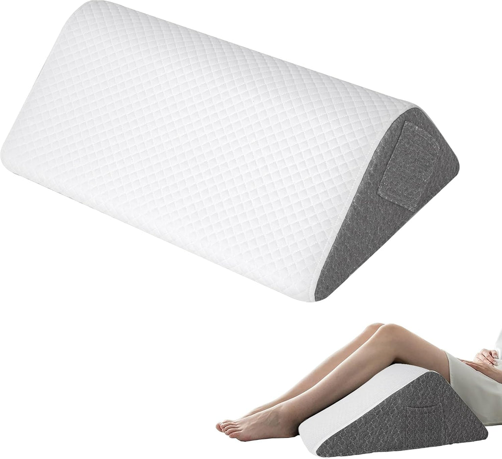 Knee Pillow for Back Sleeping, Leg Pillow Knee Wedge Pillow, Memory Foam Wedge Pillows for Legs Post Surgery, Triangle Pillow for Knee…