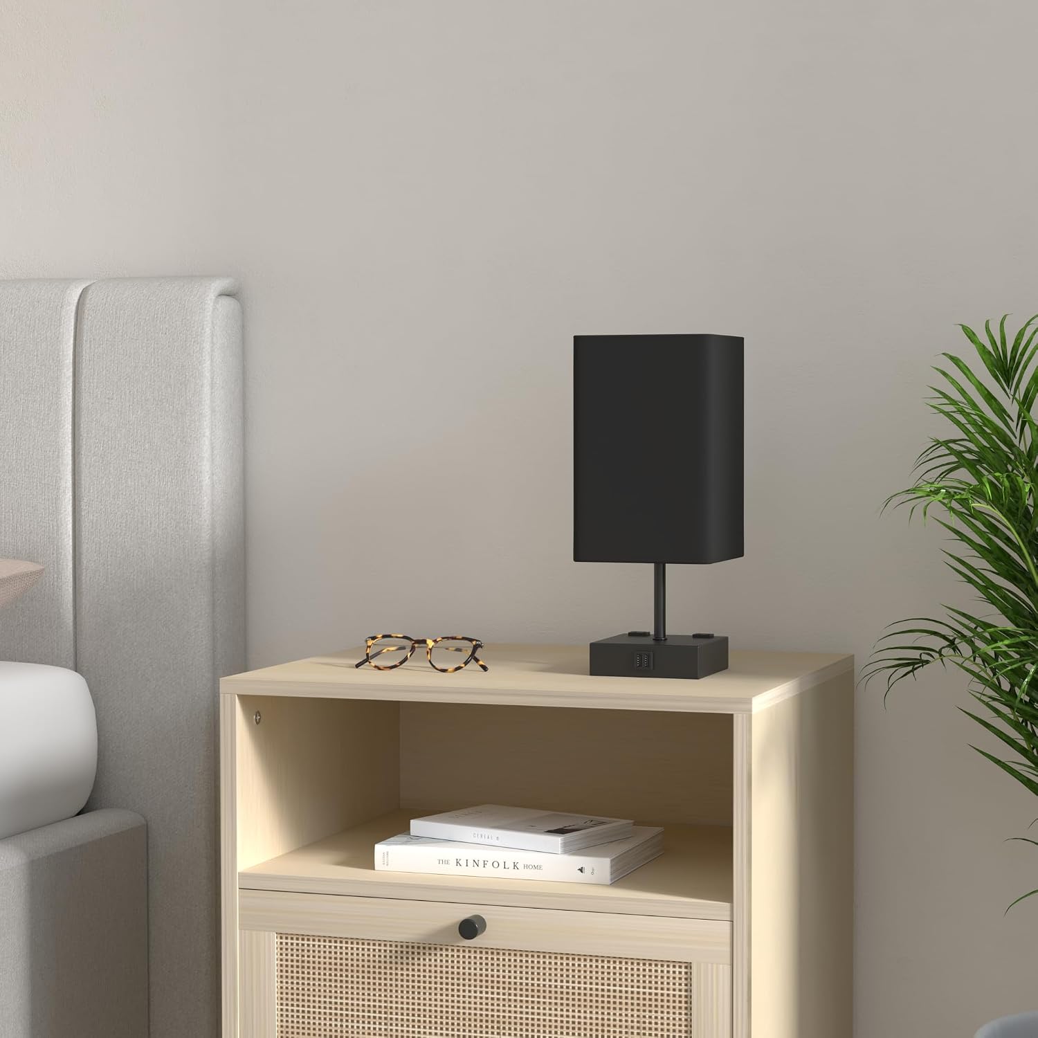 Sailstar Table Lamp for Bedroom, 3 Way Dimmable Touch Bedside Lamp, Small Lamp with 2 USB C+A Charging Ports, Black Nightstand Lamps for En…