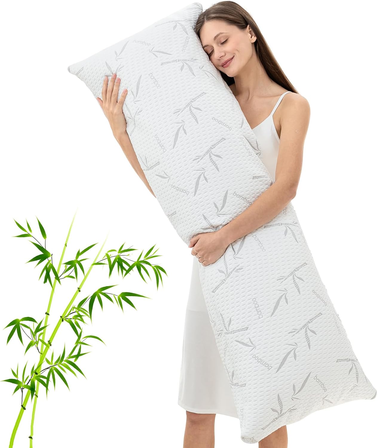 Primesoft Full Body Pillow with Removable Pillowcase for Adults,(Memory Foam Filling)(Long Pillow for Side Sleepers) (Fluffy and…
