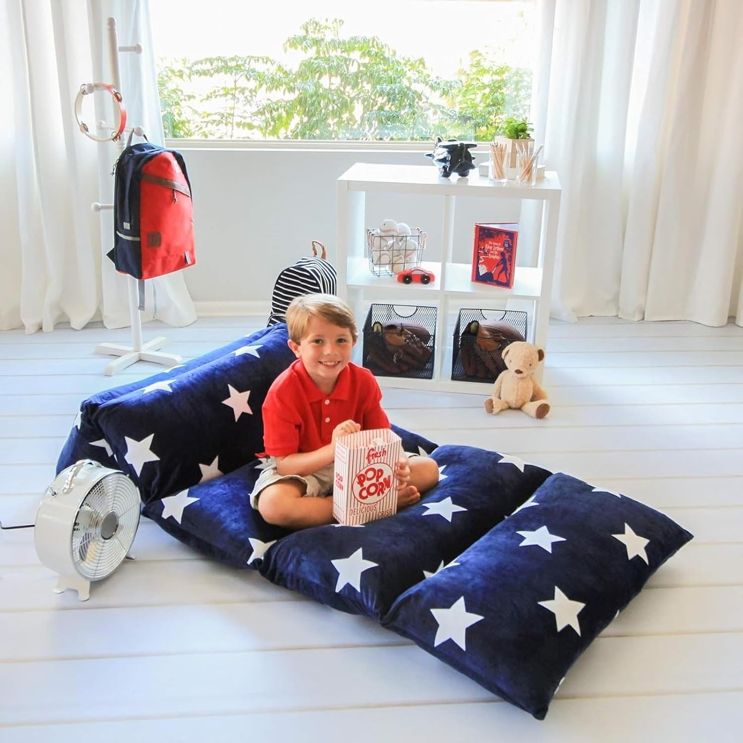 Butterfly Craze Floor Lounger Cover - Floor Bed Conversion - Creates Custom Sleeping Pad - Portable Mattress Alternative - Star Navy…