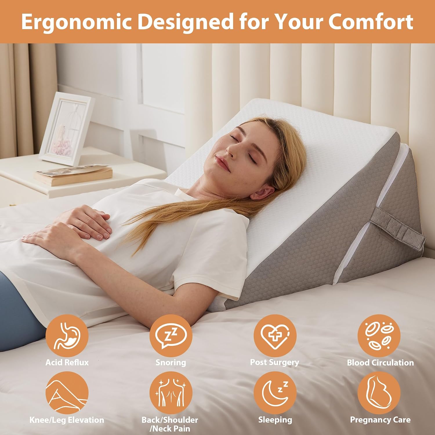 EnjoyaBetterLifeFromHere BIEEZZK Wedge Pillow, Adjustable Back Pillow for Sleeping, 9&12“ Bed Wedge Pillow Set for After Surgery, Triangle…