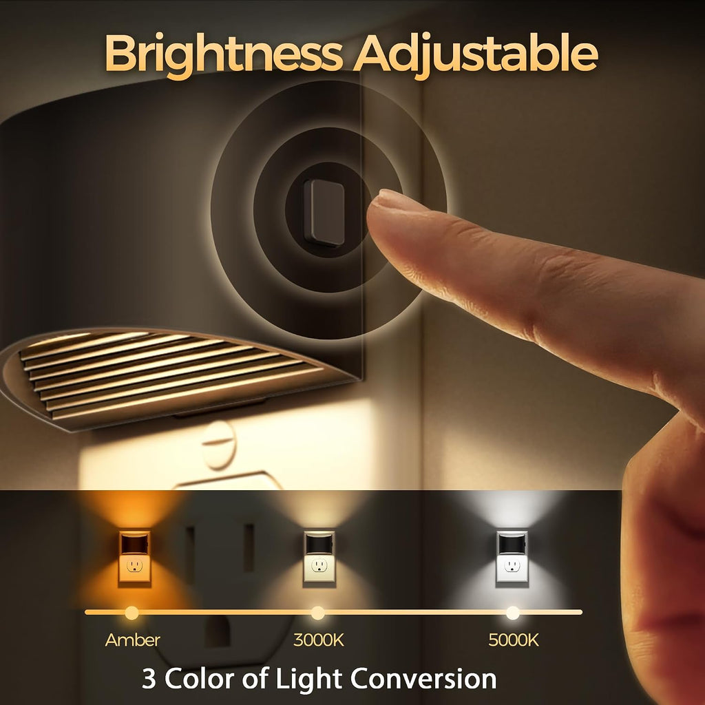 DORESshop LED Night Light[4 Pack], Night Lights Plug into Wall, Plug in Night Light with 3 Color Temperatures, Dusk to Dawn Sensor, Nightli…